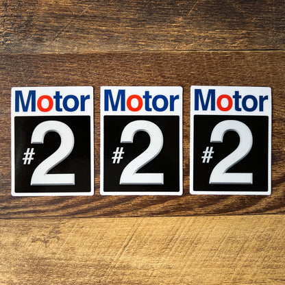 Motor #2 Sticker- 3" Glossy Vinyl Sticker - Set of 3